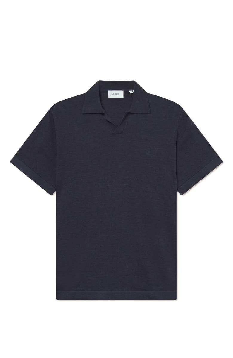 Les Deux Emmanuel Linen & Cotton Polo Sweater, Alternate, color, Dark Navy