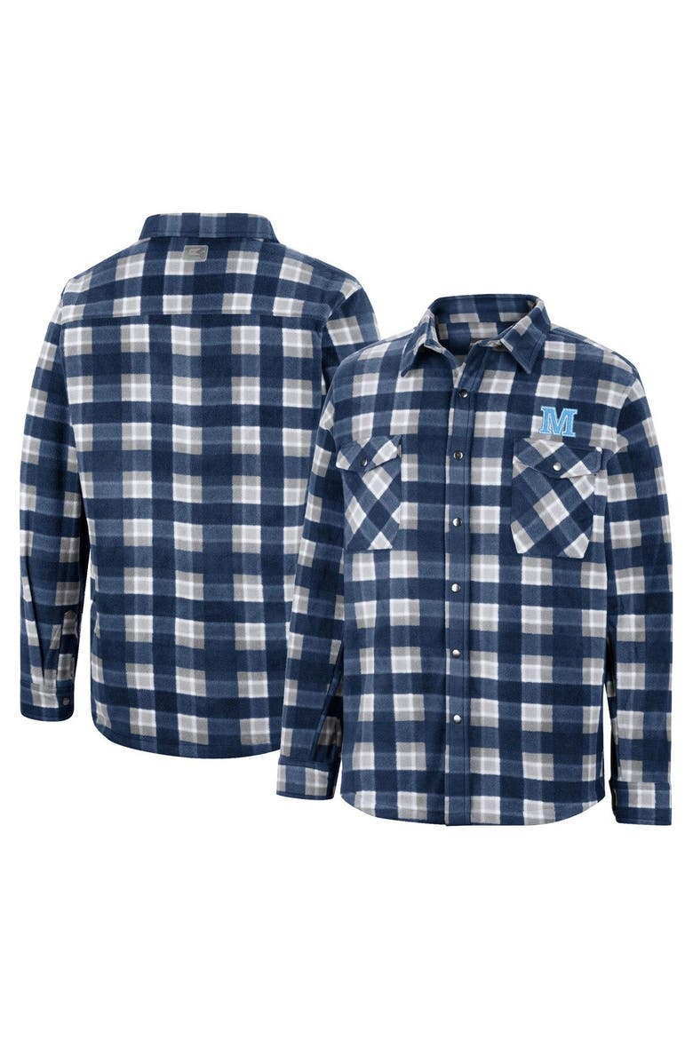 Men's Colosseum Navy/White Maine Black Bears Ellis Plaid Full-Snap Shirt Jacket, Main, color, Navy