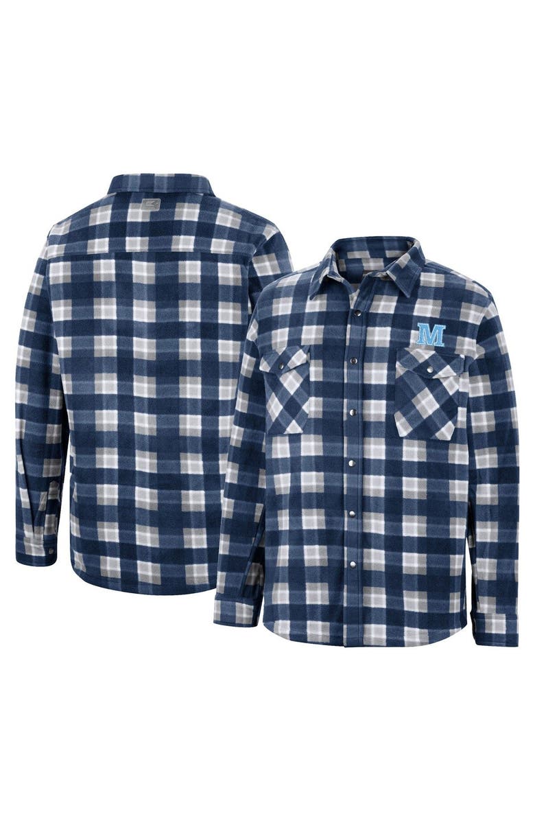 COLOSSEUM Men's Colosseum Navy/White Maine Black Bears Ellis Plaid Full-Snap Shirt Jacket, Main, color, Navy