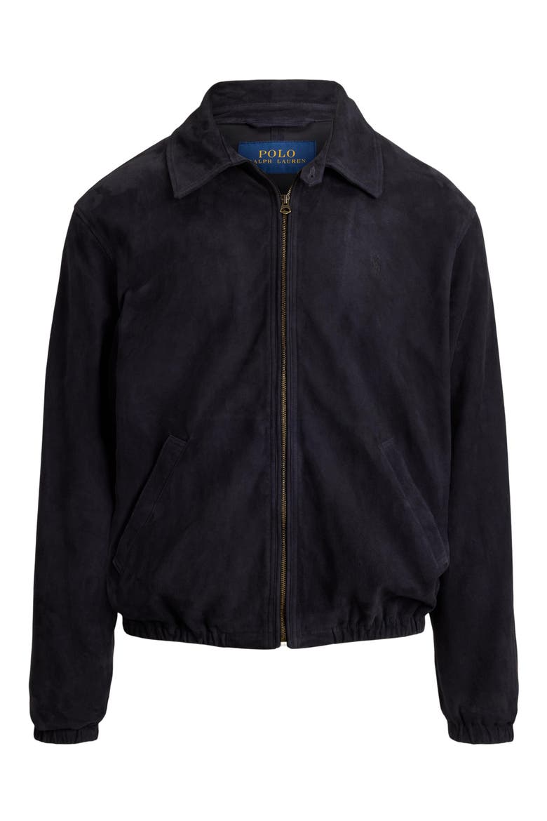 Sheep Suede Bomber Jacket, Alternate, color, NAVY