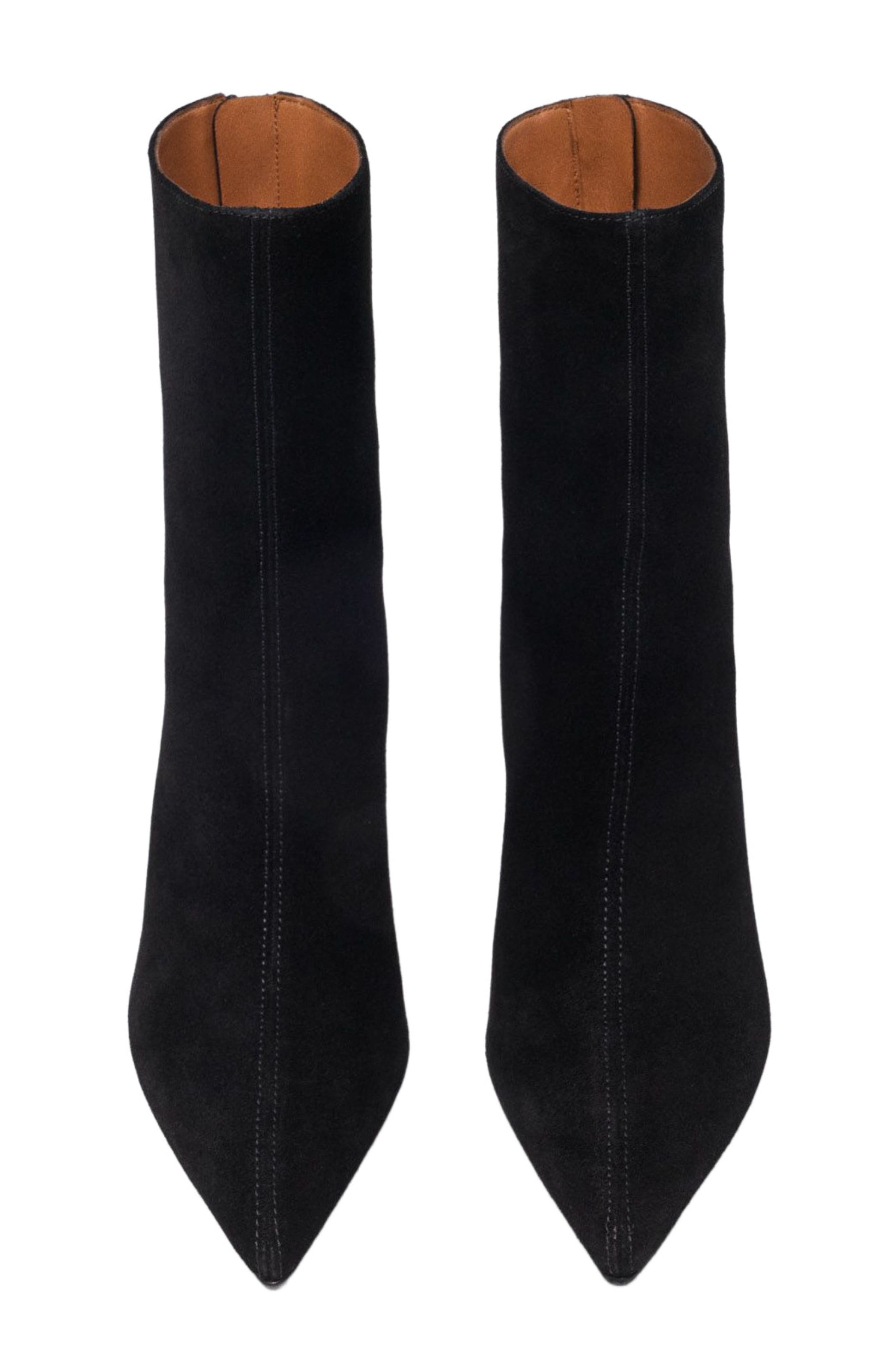 Pointed-toe suede ankle boots, Alternate, color, Black