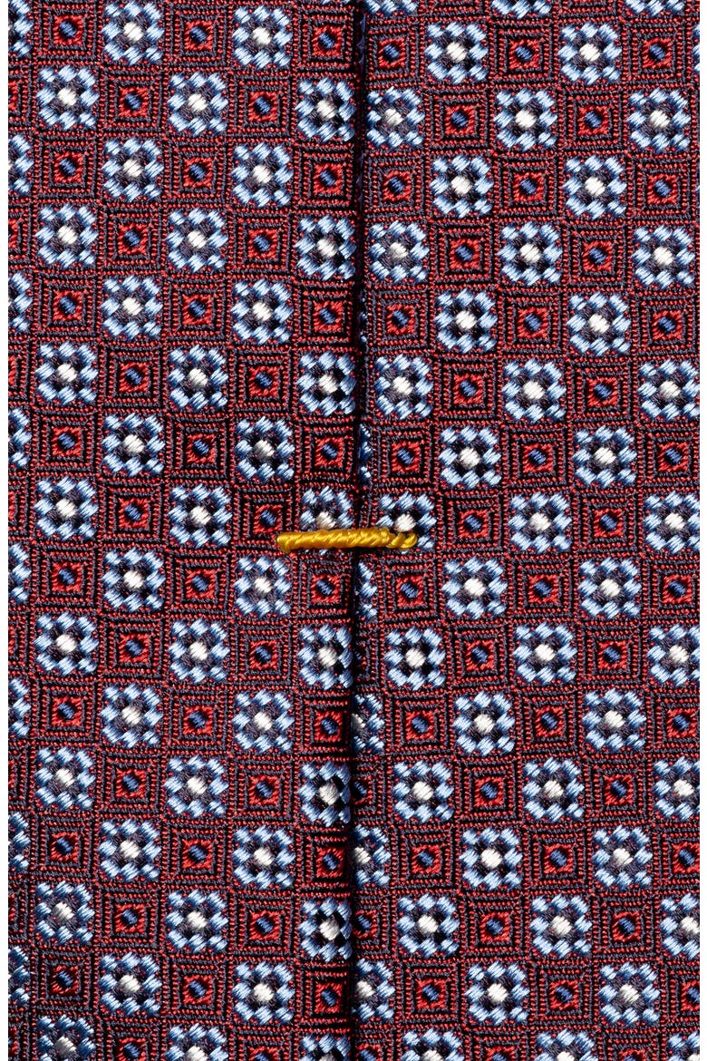 Micro Floral Silk Tie, Alternate, color, RED