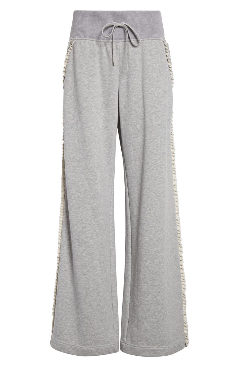 Cinq à Sept Ruffle & Rhinestone Wide Leg Joggers, Alternate, color, Heather Grey