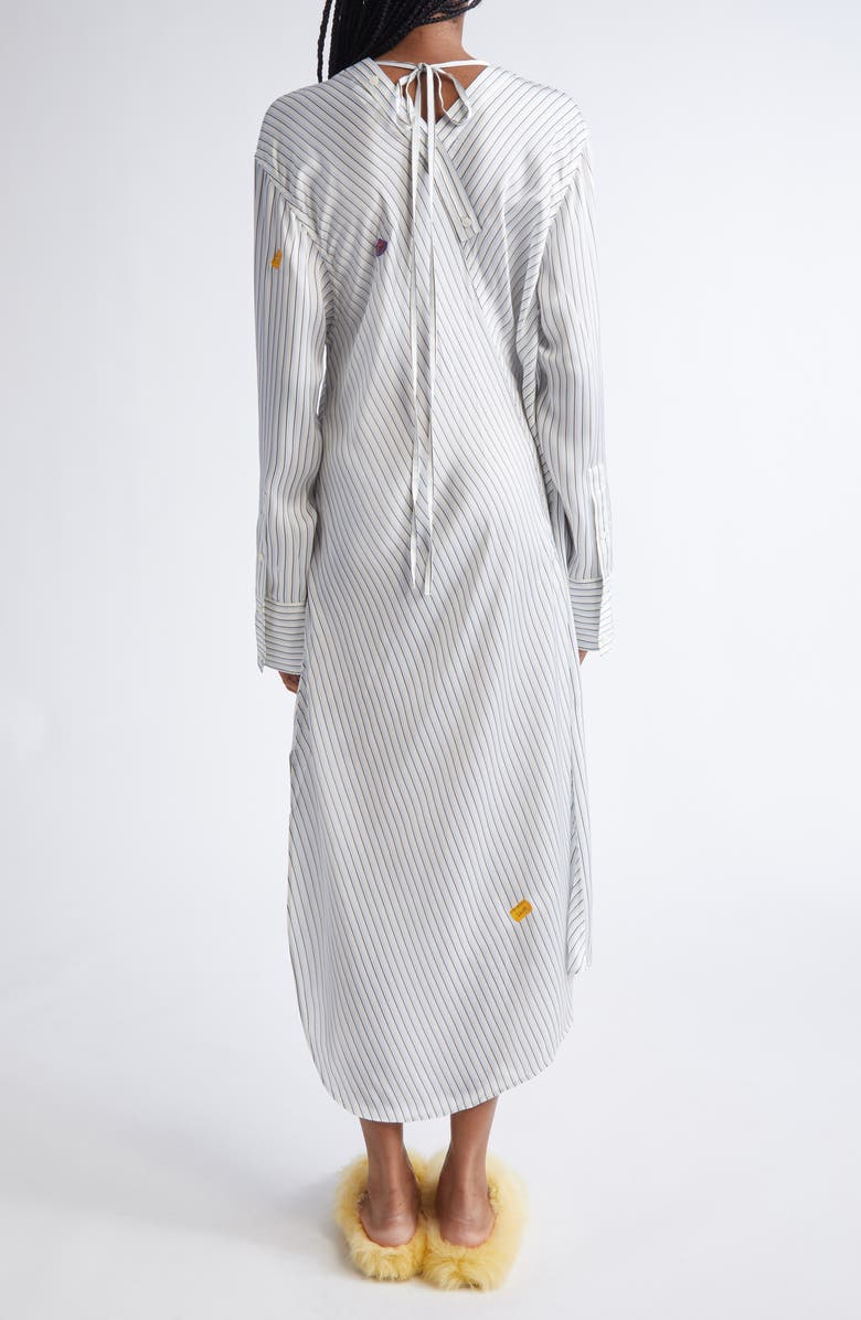 Acne Studios Dothy Stripe Long Sleeve Asymmetric Cotton Midi Shirtdress, Alternate, color, Blue/ White