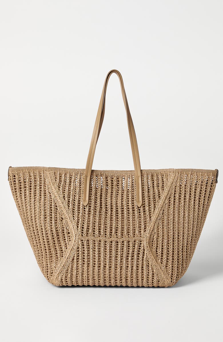 Brunello Cucinelli Techno raffia BC Duo bag, Alternate, color, Rope