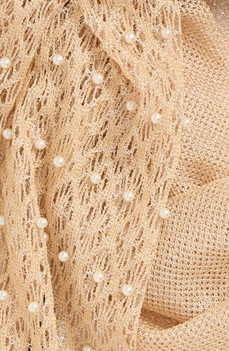 Tasha Mesh Scarf with Fringe & Pearl Beads, Alternate, color,