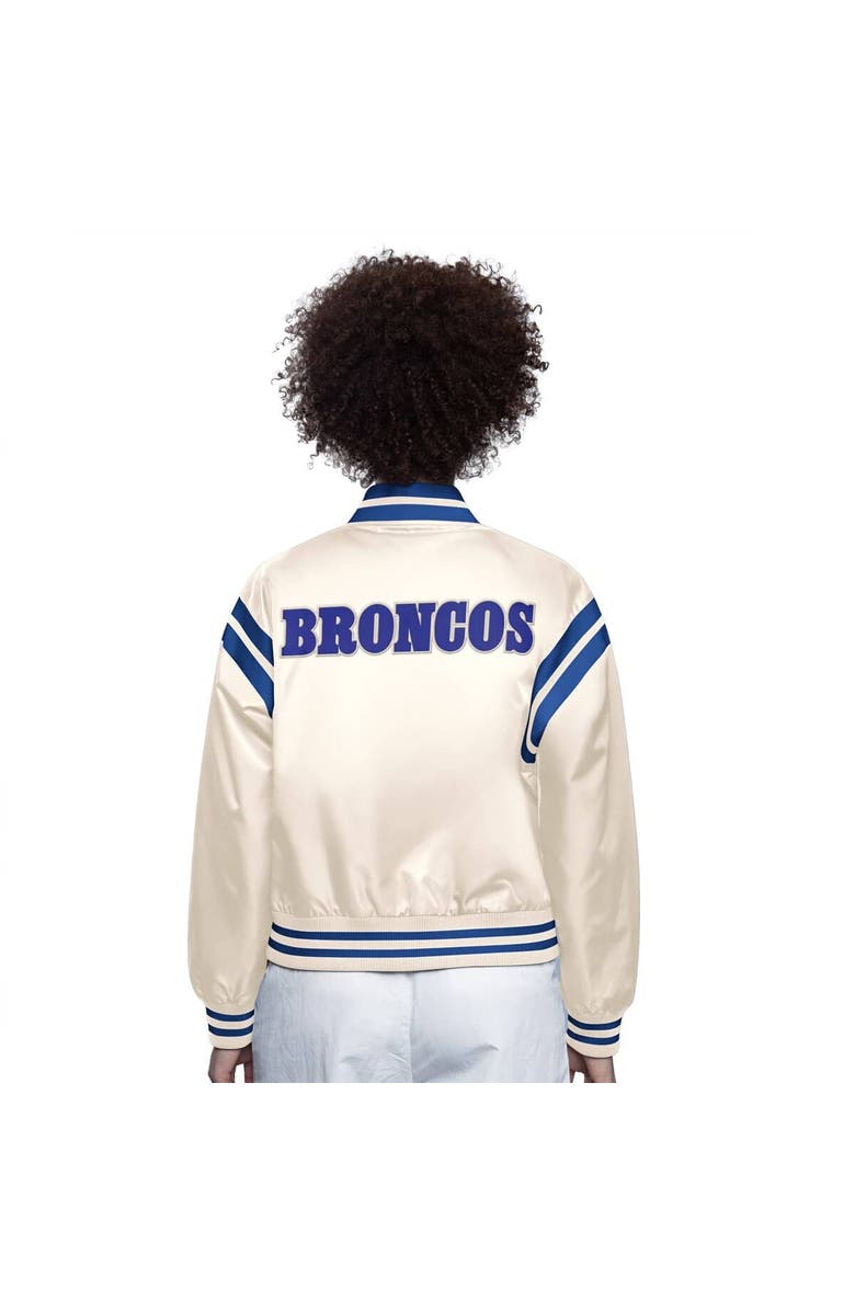 STARTER Women's Starter Cream Denver Broncos Full Count Full-Snap Satin Jacket, Alternate, color,