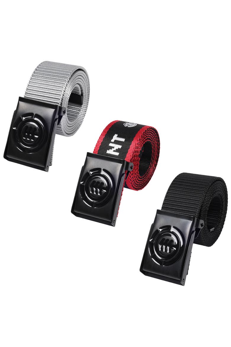 Beyond 2.0 + Logo Web Belts 3-Pack, Main, color, BLACK/GREY