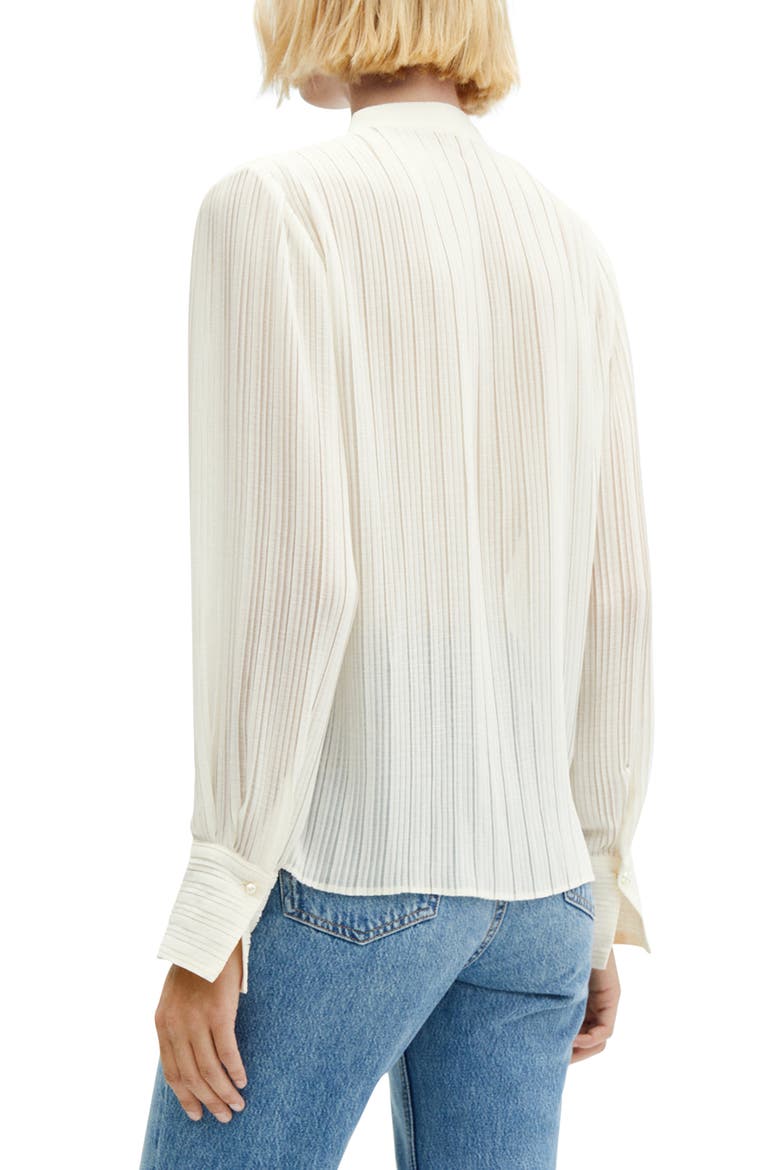 Semisheer Plissé Button-Up Shirt, Alternate, color, ECRU