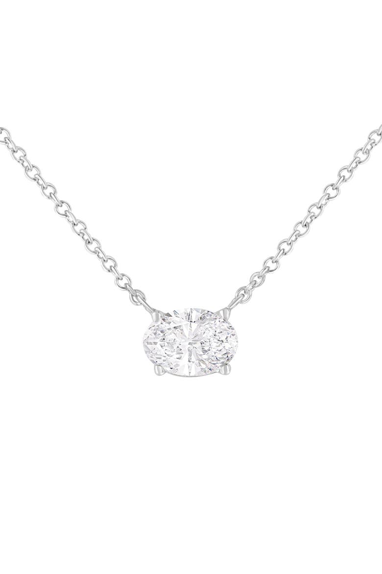 IGI Certified 10K White Gold 1/2 Ctw Lab Grown Oval Diamond East West Pendant, Main, color, White