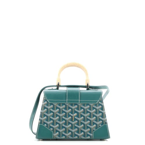 Pre-owned Goyard Goyard Structured Saigon Top Handle Bag Coated Canvas With Leather Mini In Green