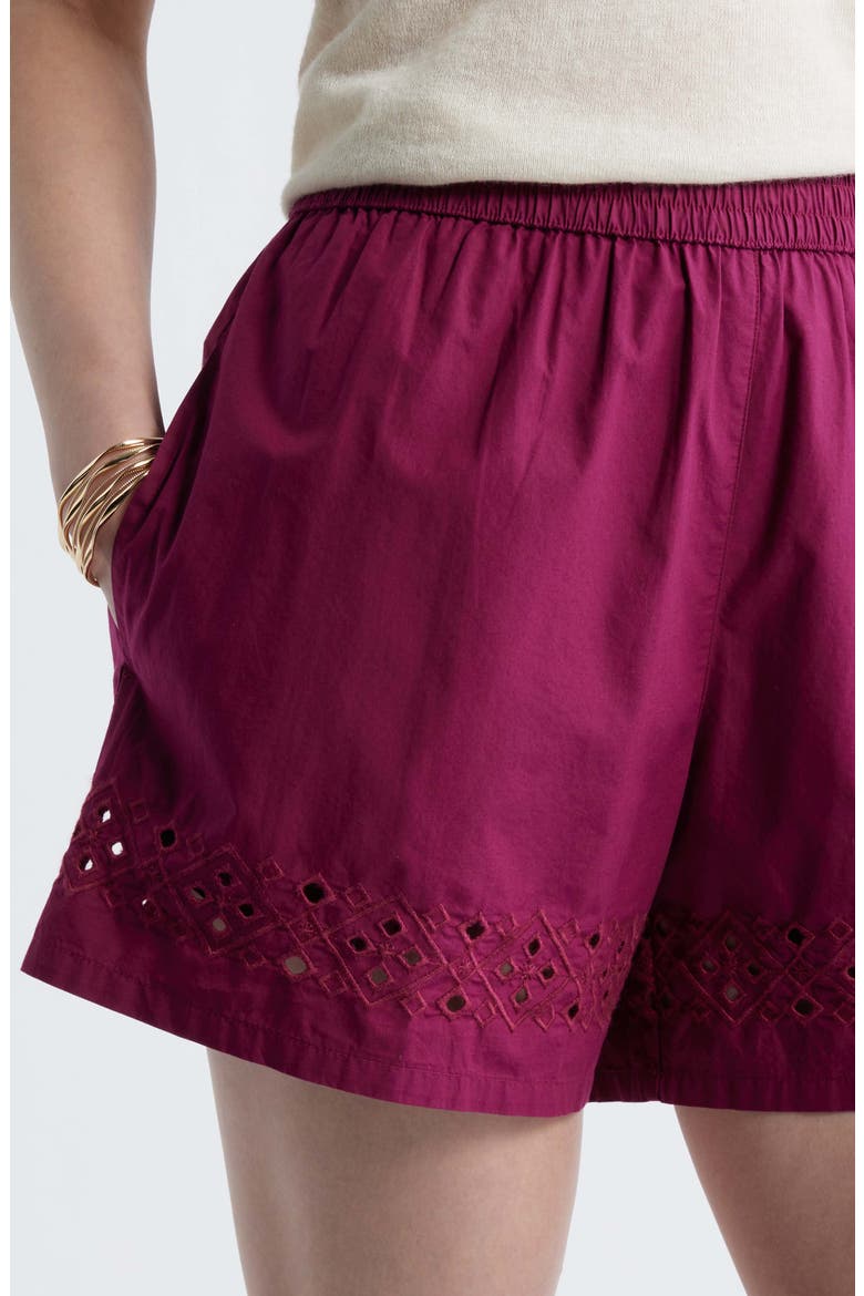 Embroidered Poplin Shorts, Alternate, color, PURPLE POTION