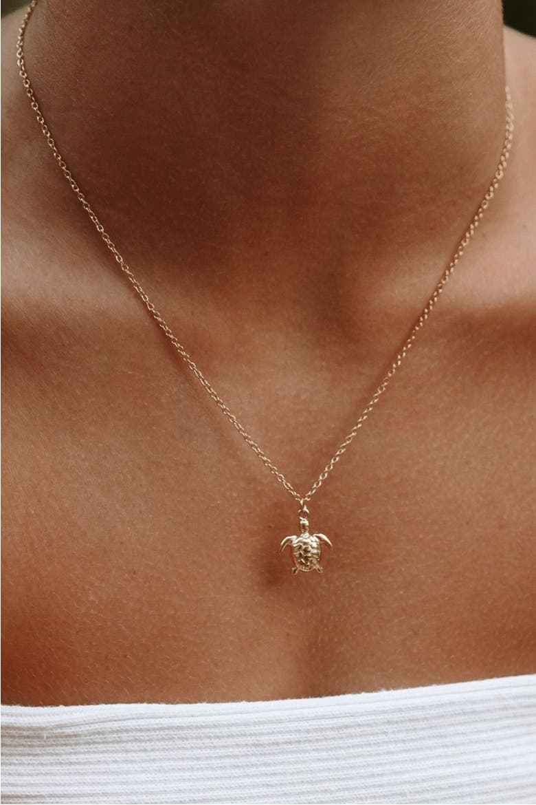 Sea Turtle Necklace, Alternate, color, Gold