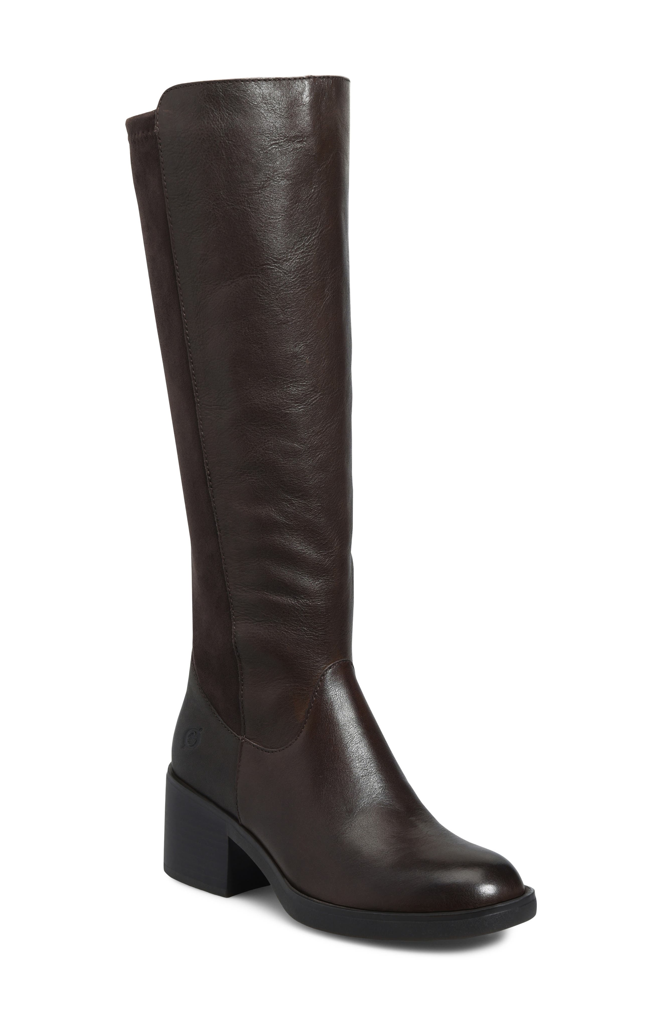 Violette Knee High Leather Boot, Main, color, CHOCOLATE SUEDE