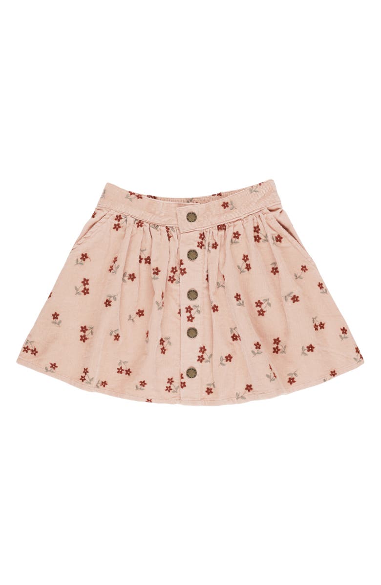 Rylee + Cru Floral Exposed Button Miniskirt, Main, color, Blossom Embroidery