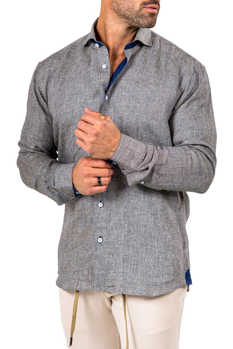Eins Marthy Contemporary Fit Linen Button-Up Shirt, Alternate, color, GREY