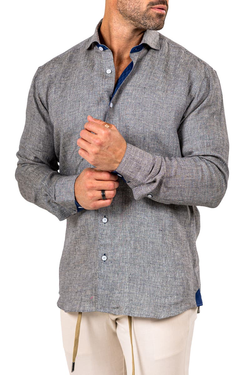 Maceoo Eins Marthy Contemporary Fit Linen Button-Up Shirt, Alternate, color, 