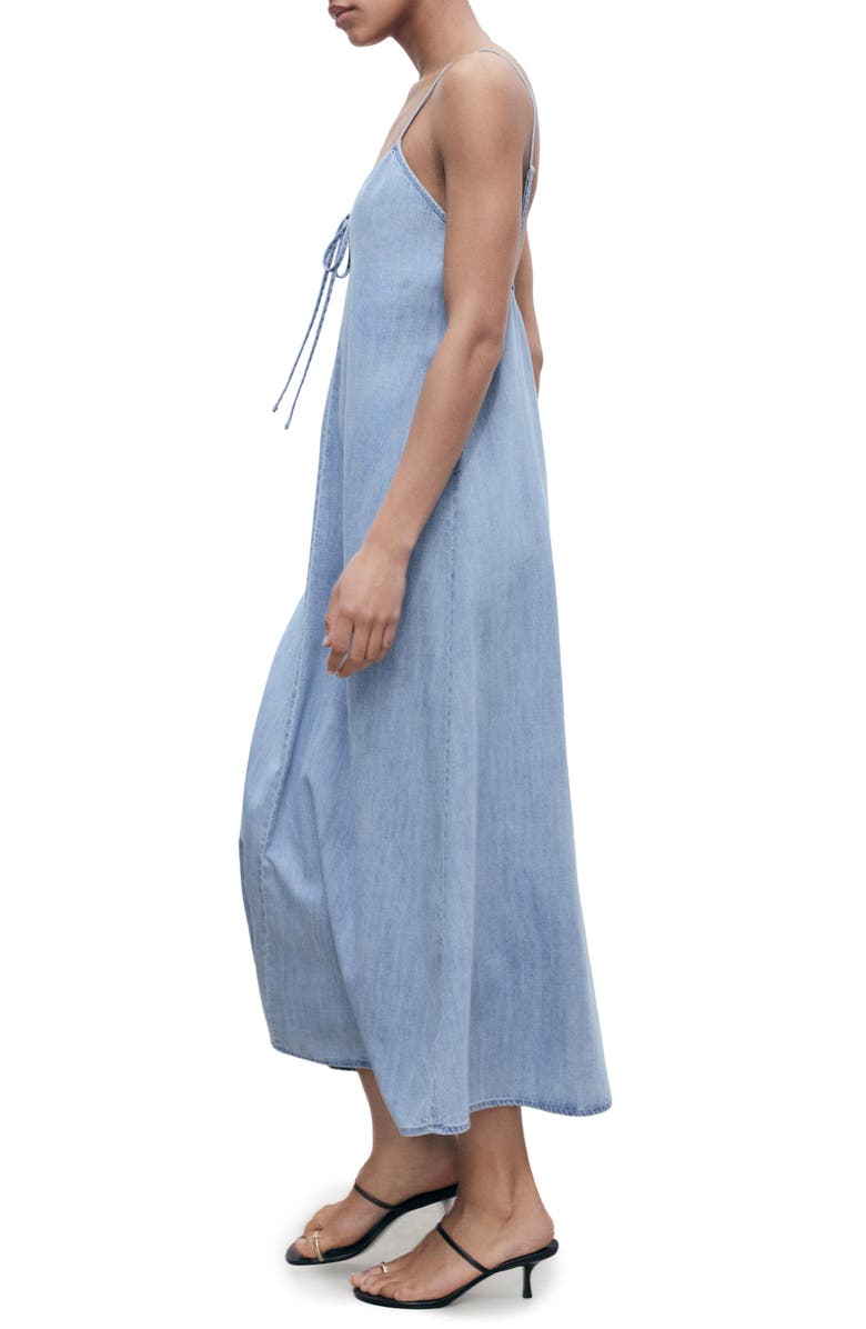 MANGO Denim Halter Shift Dress, Alternate, color, Medium Blue