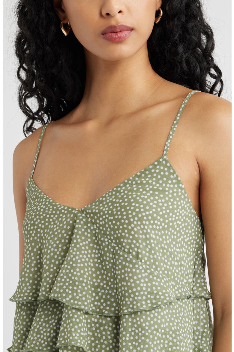 Ruffle Tiered Camisole, Alternate, color, OLIVE- WHITE DENSE DOT