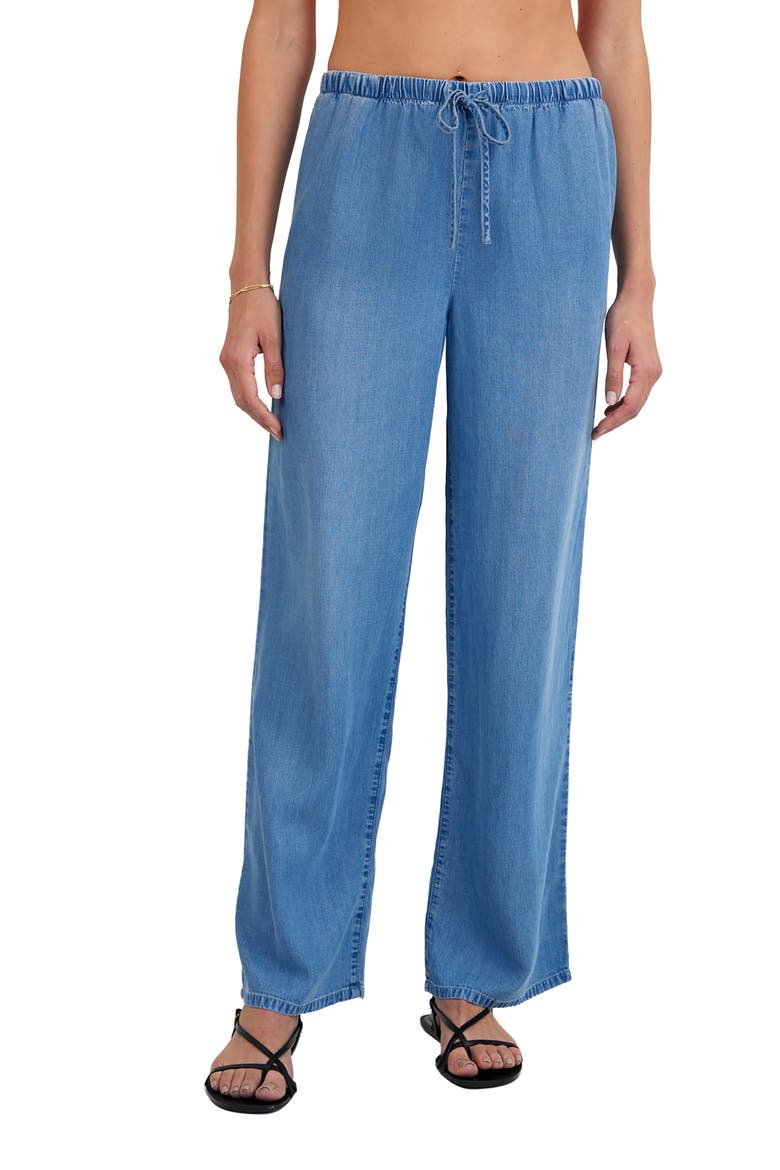 Pull-On Wide Leg Chambray Pants, Main, color, INDIGO HARBOR WASH