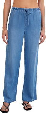Bella Dahl Pull-On Wide Leg Chambray Pants