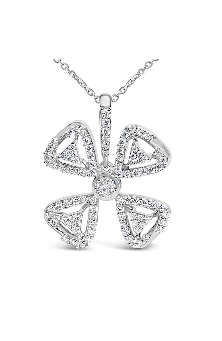 Haus of Brilliance 14K White Gold 5/8 Cttw Diamond 4 Leaf Floral Pendant Necklace, Alternate, color, White