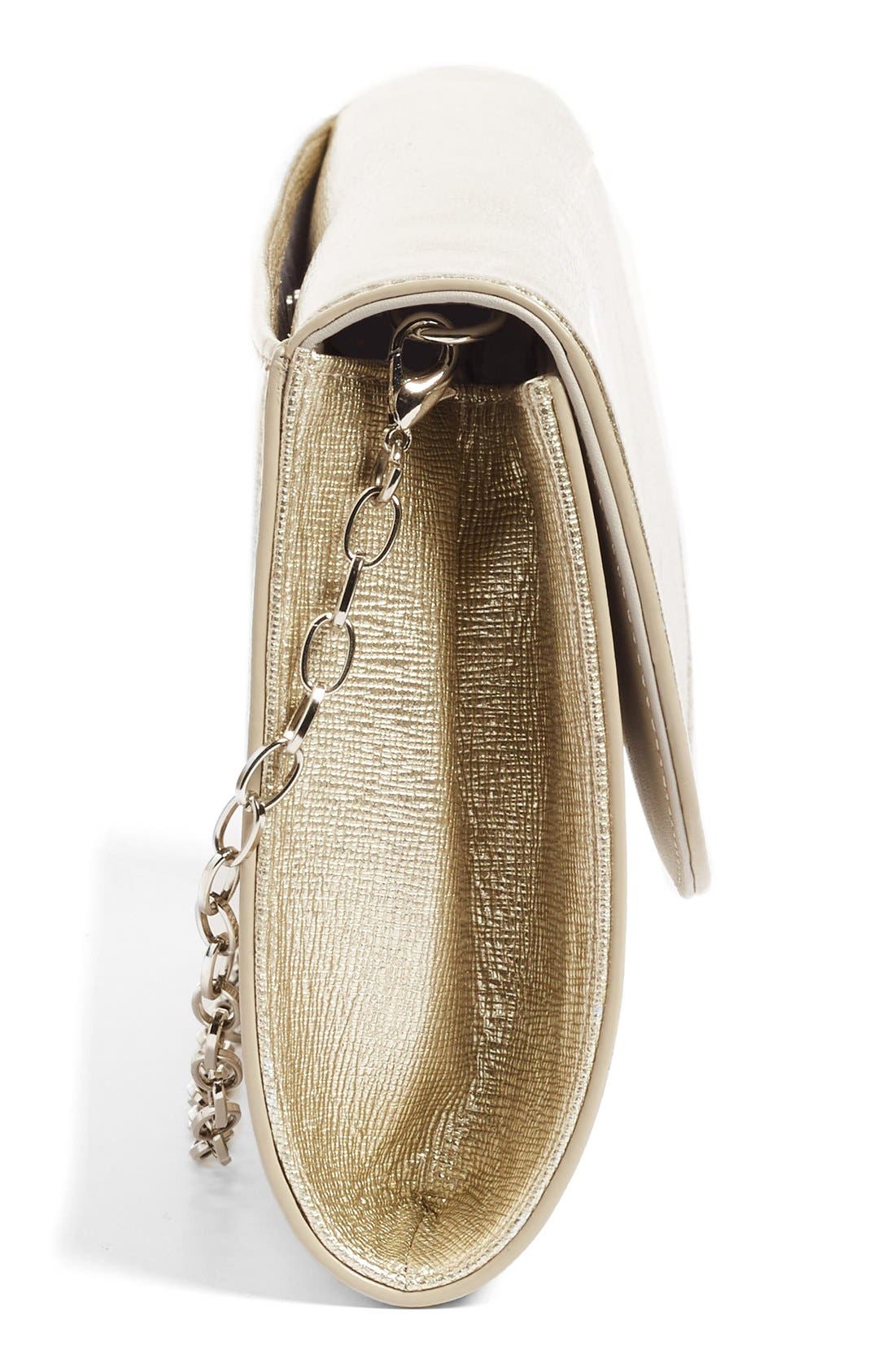Leather Clutch, Alternate, color, SILVER