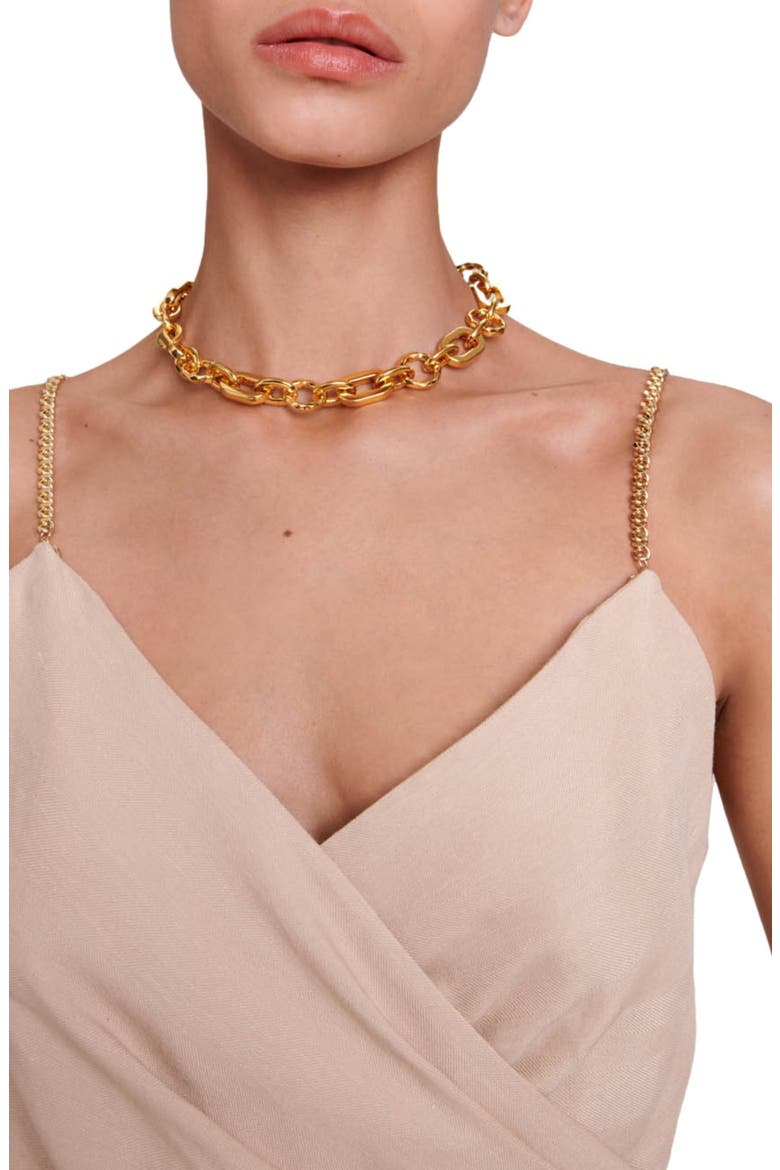 Rosta Chain Strap Faux Wrap Dress, Alternate, color, BEIGE