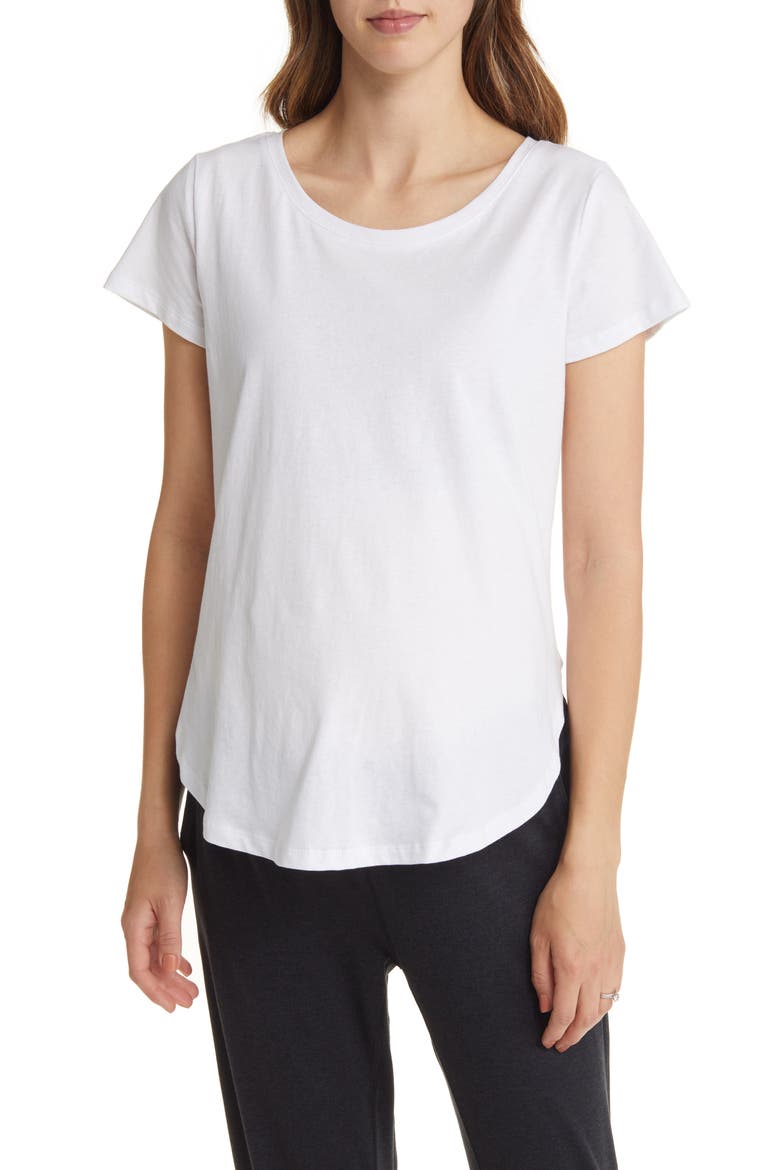 Short Sleeve Cotton Maternity T-Shirt, Main, color, WHITE