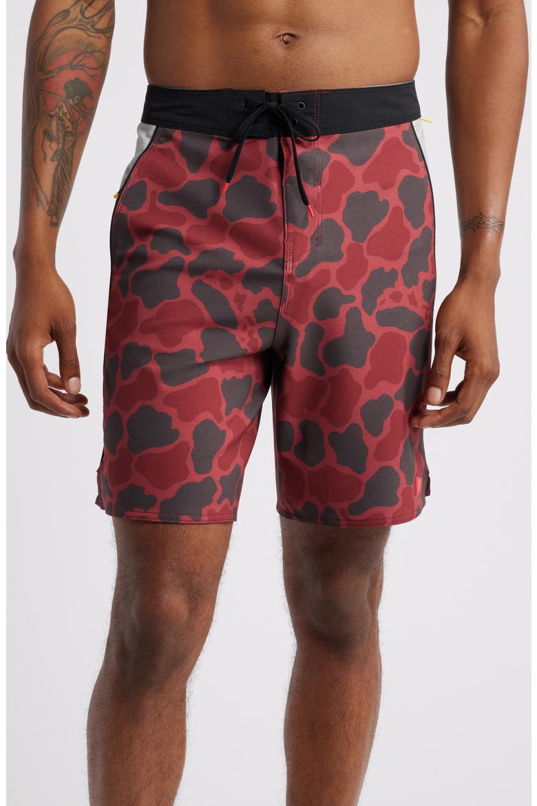 F1 Airtex Gamma Water Repellent Board Shorts, Main, color, MAROON CAMO