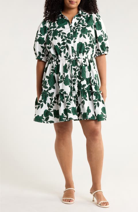 Kane Floral Stacie Cotton Shirtdress (Plus)
