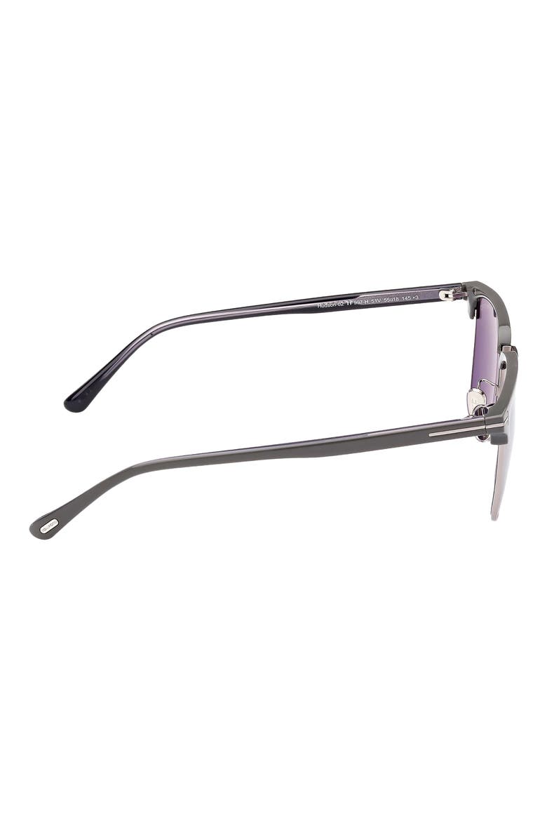 Hudson 55mm Square Sunglasses, Alternate, color, LIGHT RUTHENIUM/ BLUE