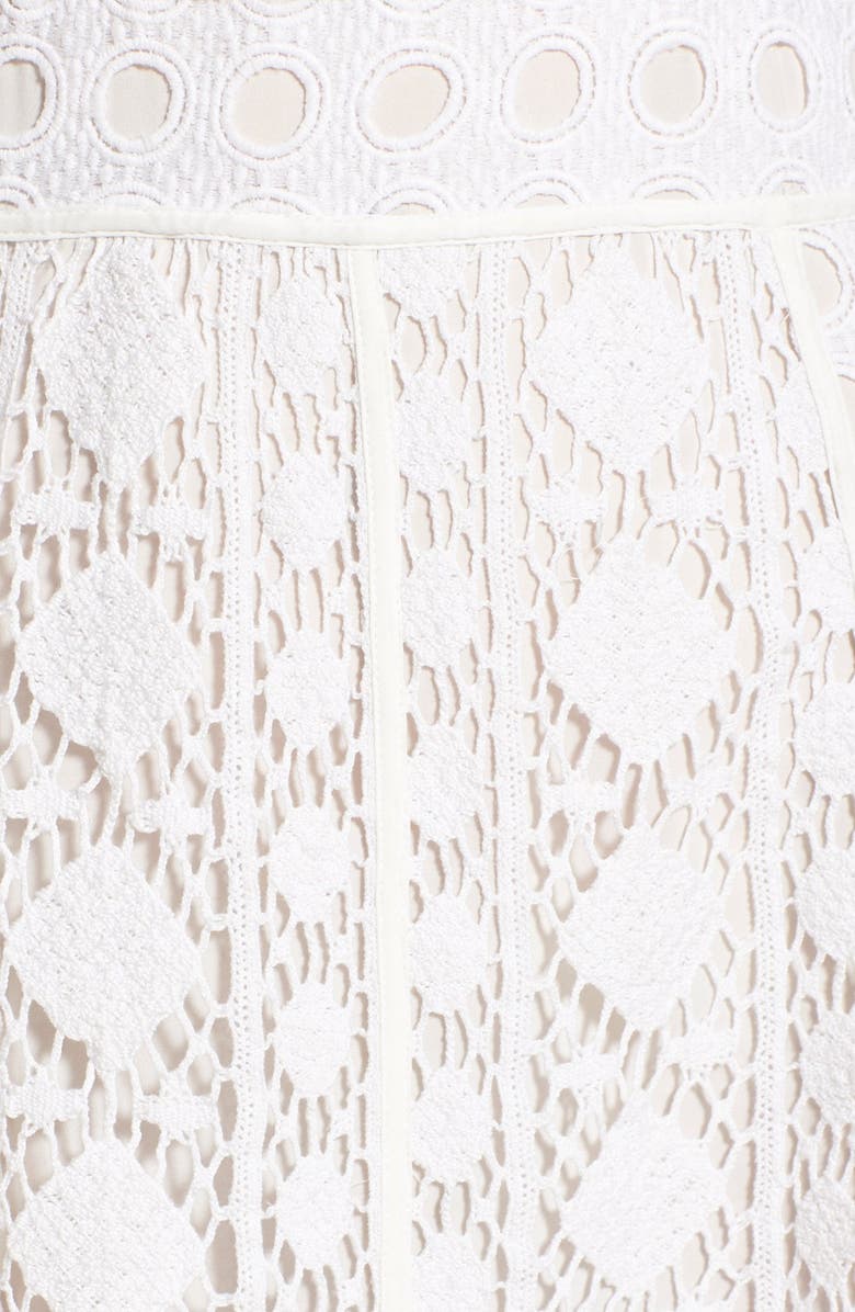 Olivia Palermo + Chelsea28 Patchwork Lace Midi Dress, Alternate, color,