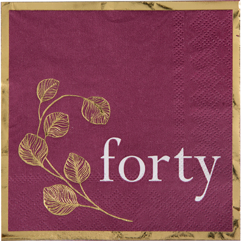 Jollity & Co 40th Birthday Cocktail Napkins In Mauve
