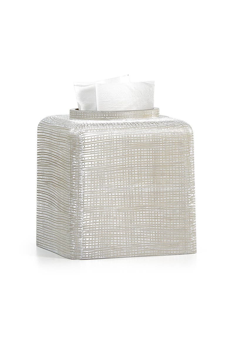 Woven Platinum Tissue Cover, Main, color, SILVER