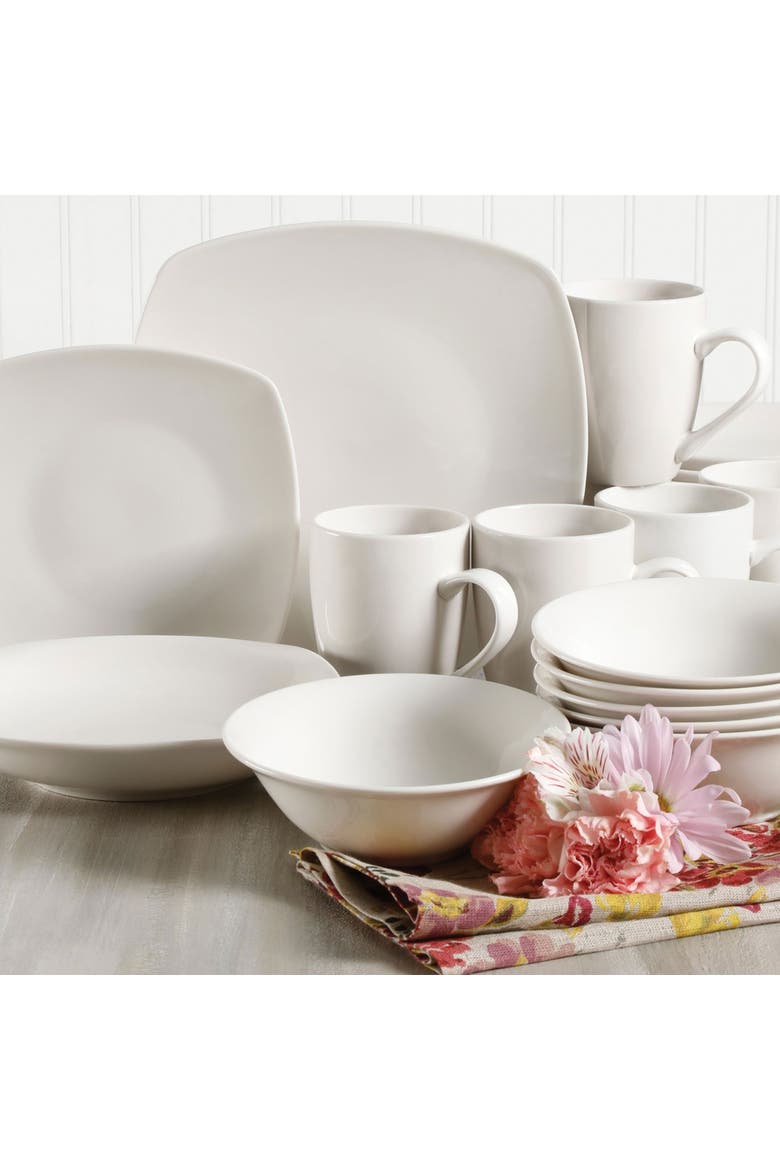 Hagen Square Dinnerware Set , Set of 30, Alternate, color, White