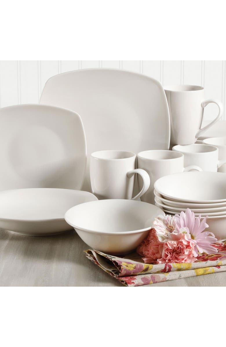 Gibson Home Hagen Square Dinnerware Set , Set of 30, Alternate, color, White