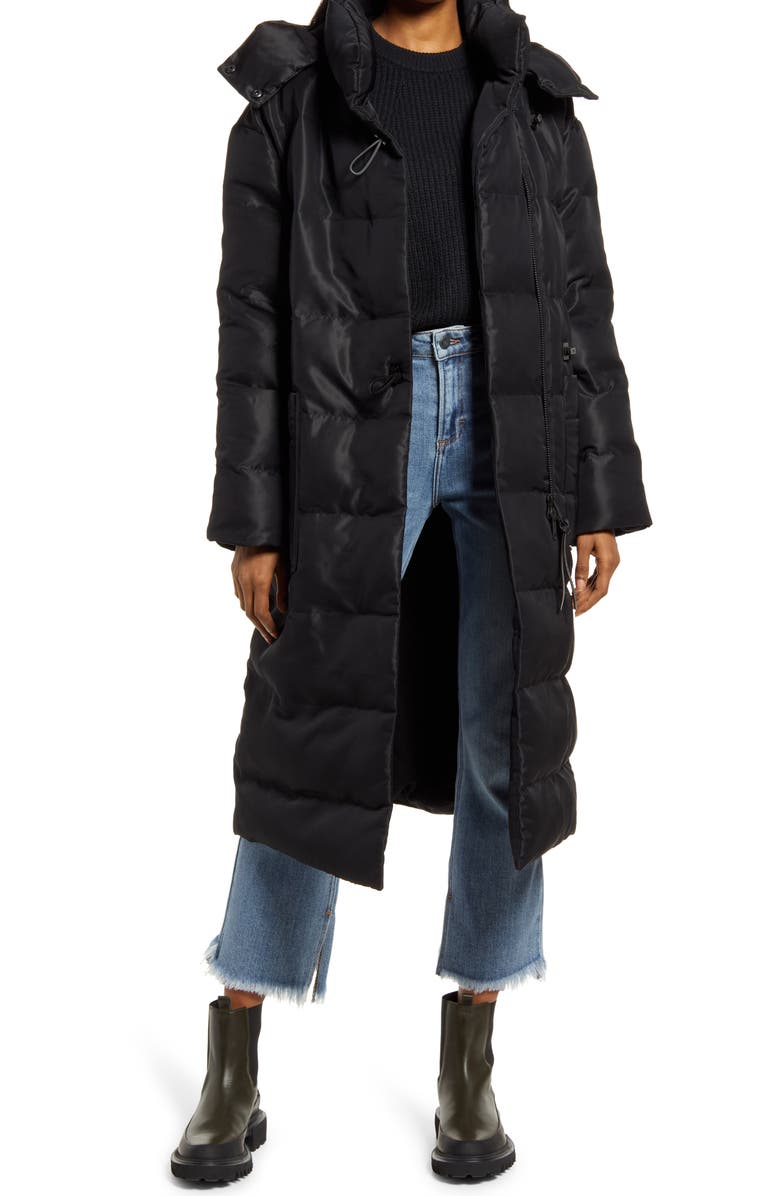 AllSaints Allana Hooded Puffer Coat, Main, color, Black