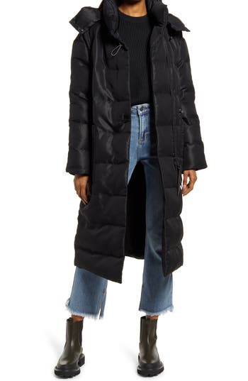 Allsaints Allana Hooded Puffer Coat In Black