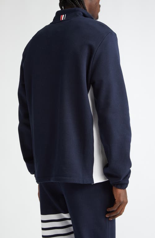 Thom Browne 4-bar Stripe Funnel Neck Half Zip Sweatshirt In Navy