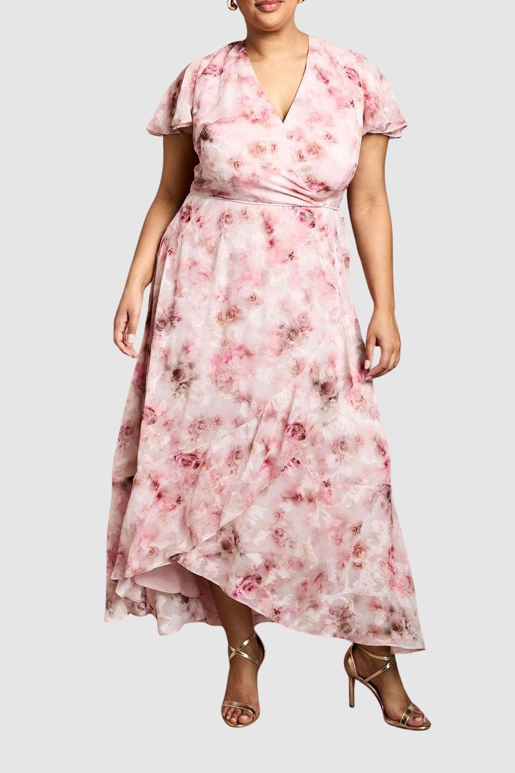 plus size pink wrap dress Pink PrettyLittleThing Satin Plunge Midi Dress