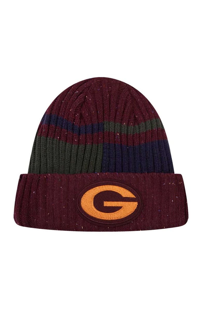 PRO STANDARD Men's Pro Standard Burgundy Green Bay Packers Speckled Cuffed Knit Hat, Main, color, 