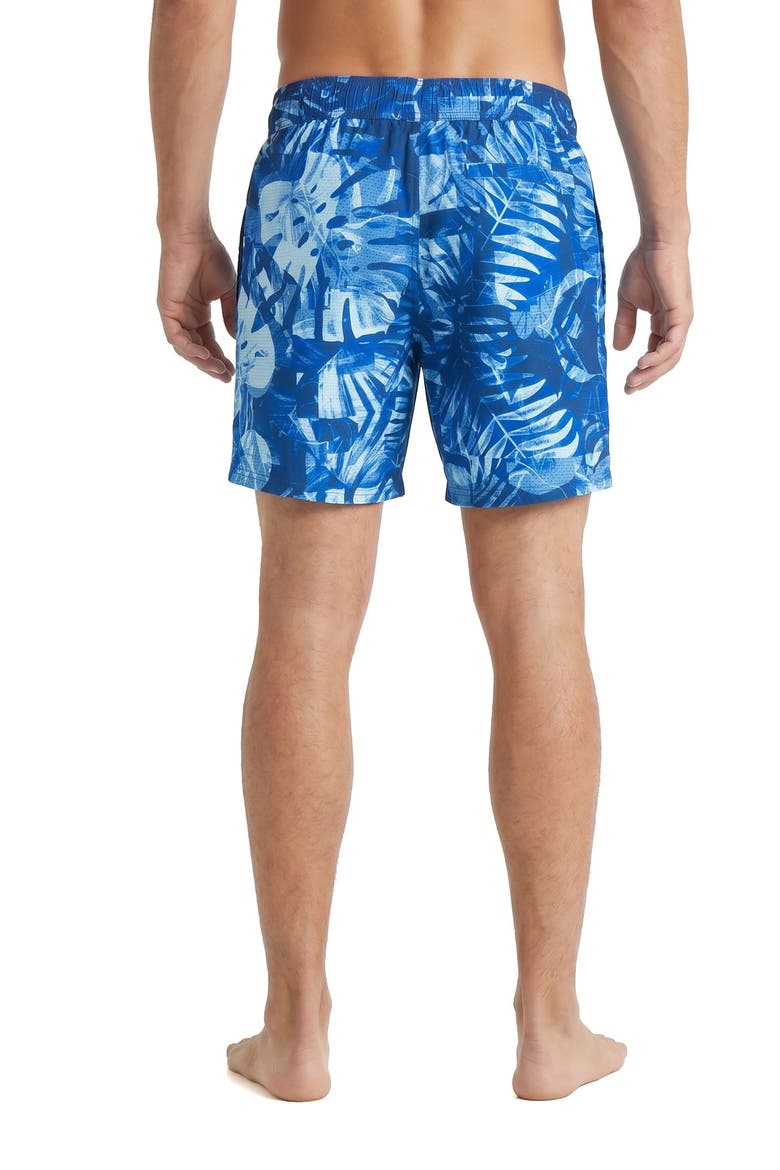 Palm Patchwork Volley Swim Shorts, Alternate, color, SURF BLUE