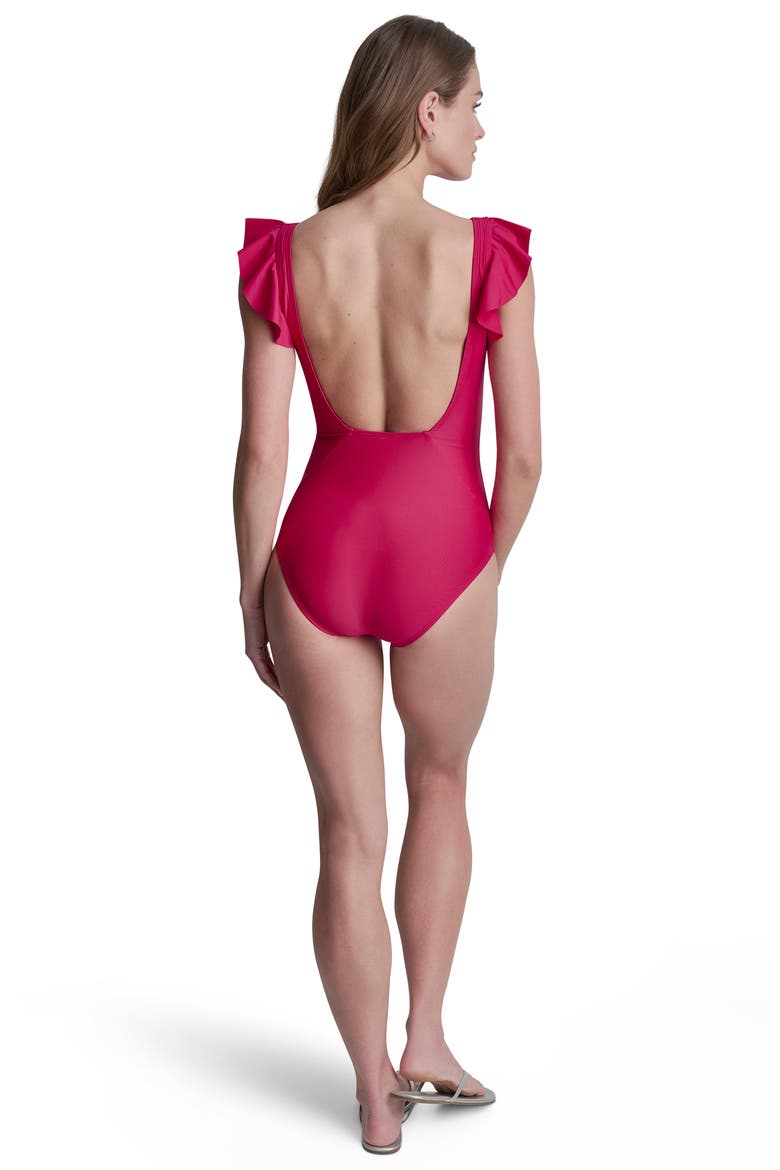 Ruffle Sleeve One-Piece Swimsuit, Alternate, color, AMALFI