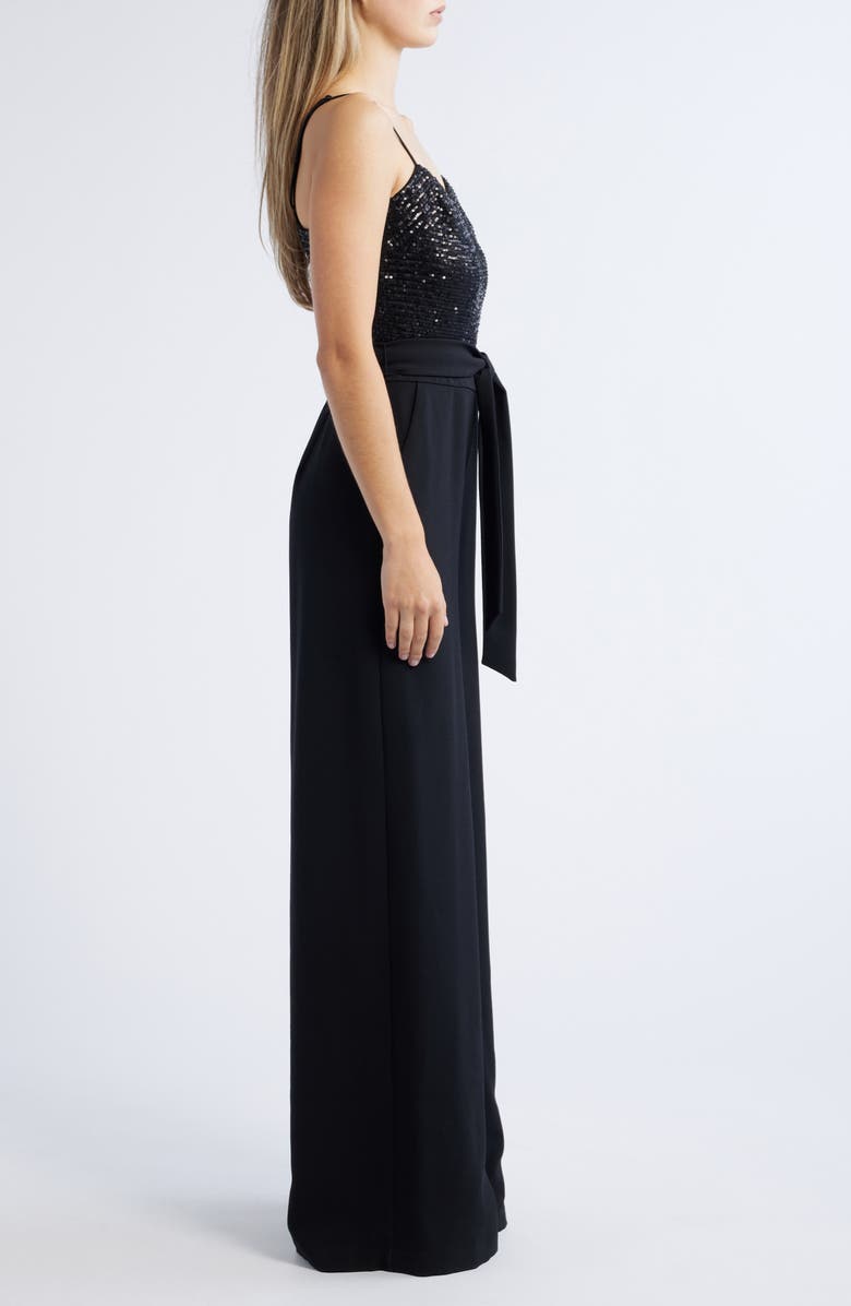 Julia Jordan Sequin Square Neck Wide Leg Jumpsuit, Alternate, color, 