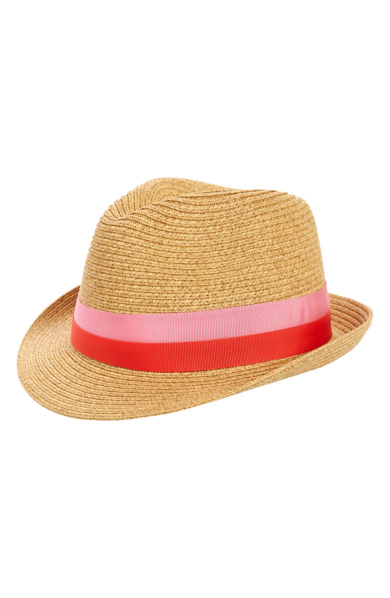 Kate Spade New York trilby ribbon fedora, Main, color, Natural