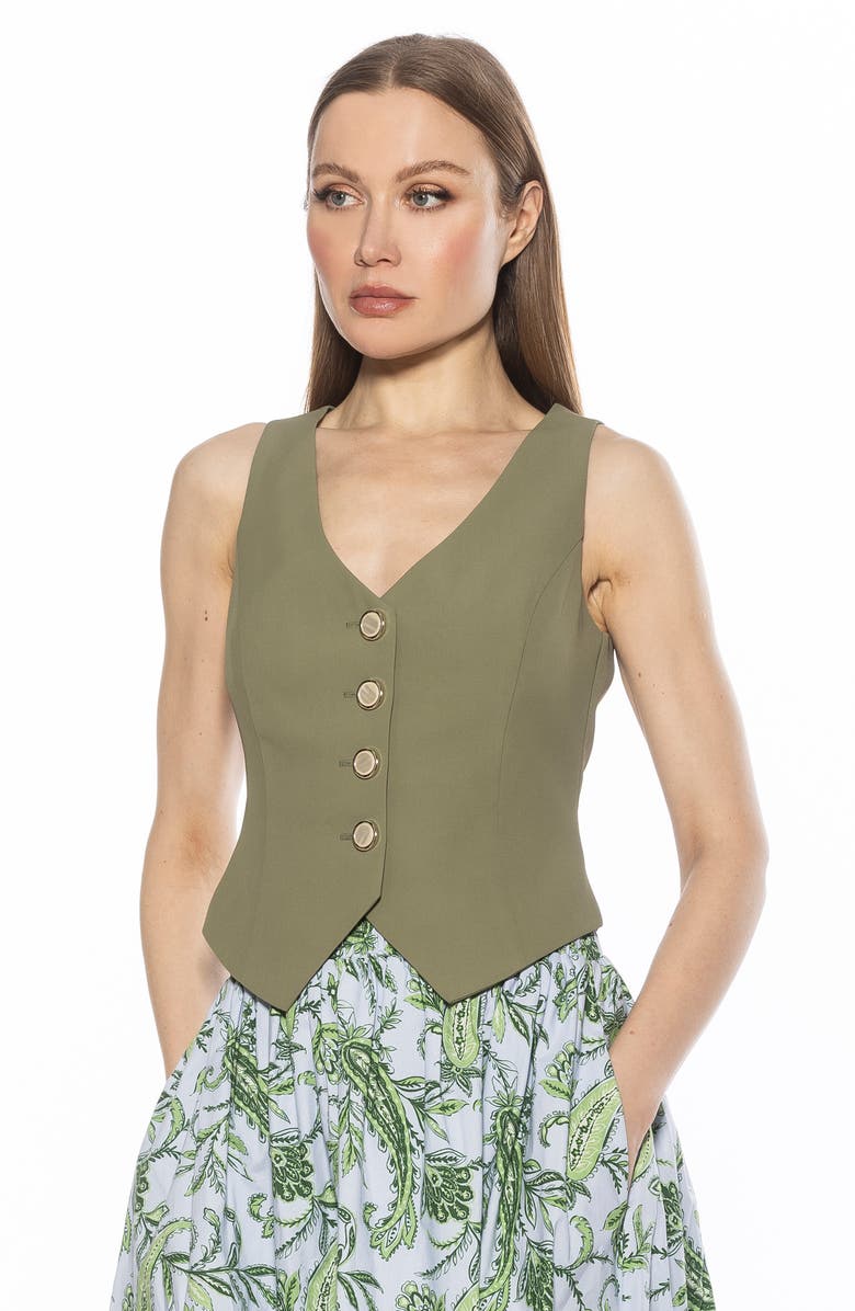 Alexia Admor Liliana Button Front Vest, Alternate, color, Green