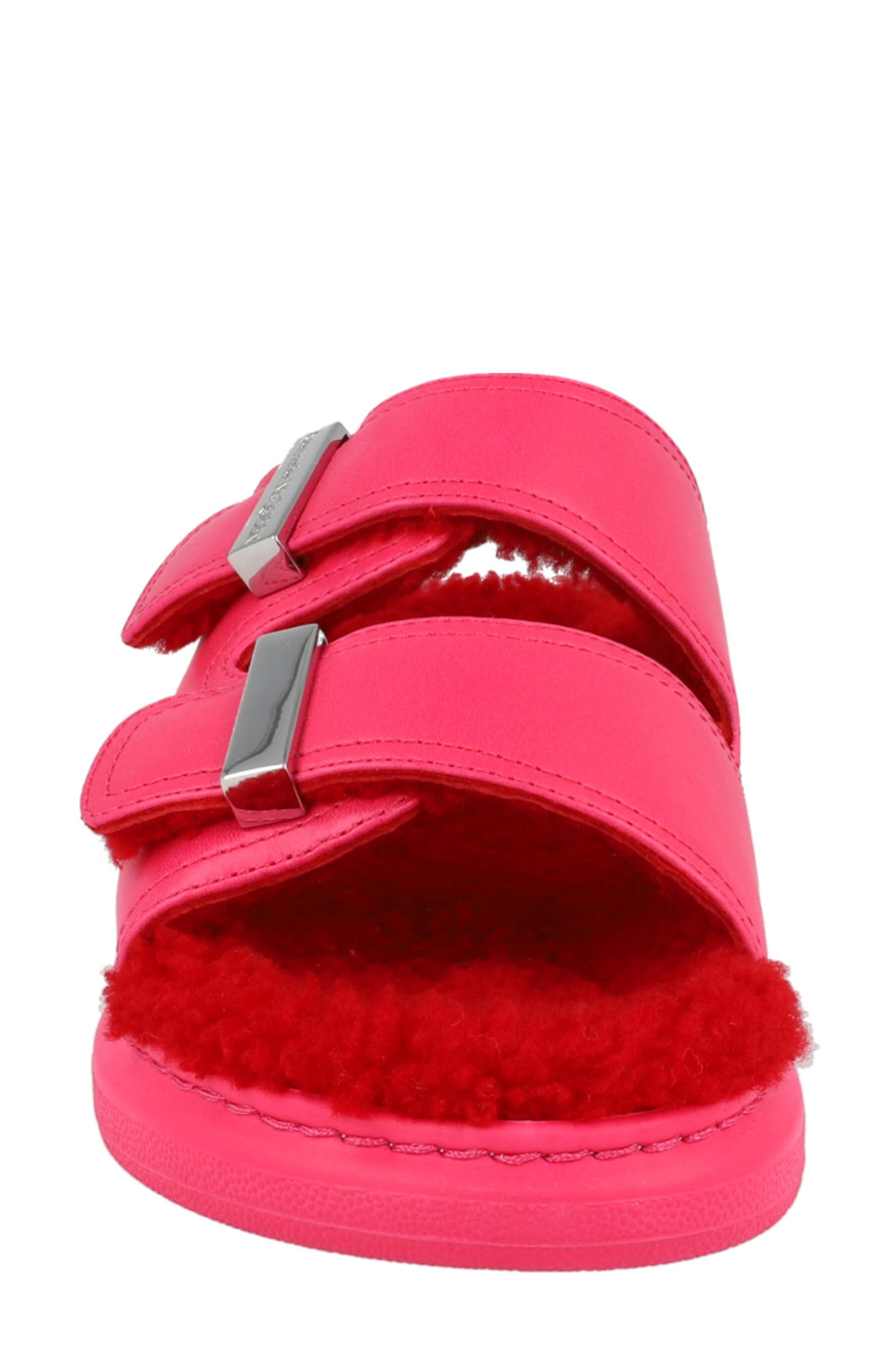 McQueen Oversize Hybrid Genuine Shearling Slide Sandal, Alternate, color, Pink Silver