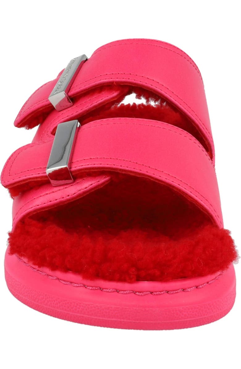 McQueen Oversize Hybrid Genuine Shearling Slide Sandal, Alternate, color, Pink Silver