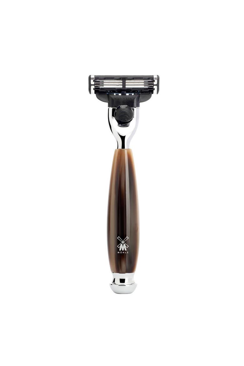 Vivo Brown Horn Mach-3 Razor, Main, color, Horn Brown